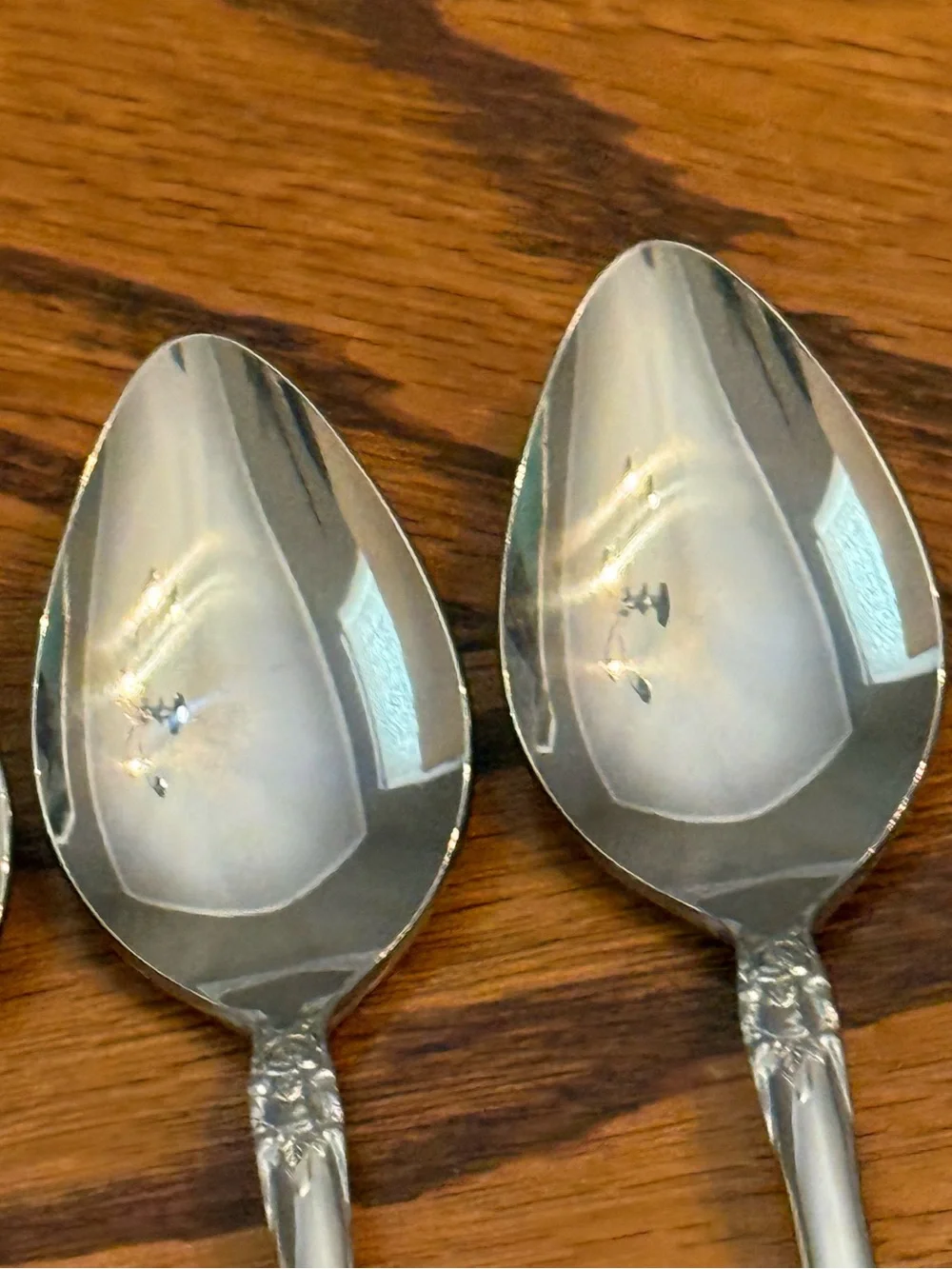 Rose And Leaf National Flatware Stainless 4 Soup Spoons 7 1/2” NEW
